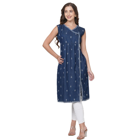 Denim Sleeveless Kurti, Separately Half Sleeves Available with Kurti
