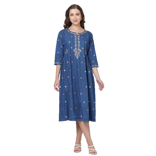 Denim Dress for Women, Multi Color Embroidery All time Fashion