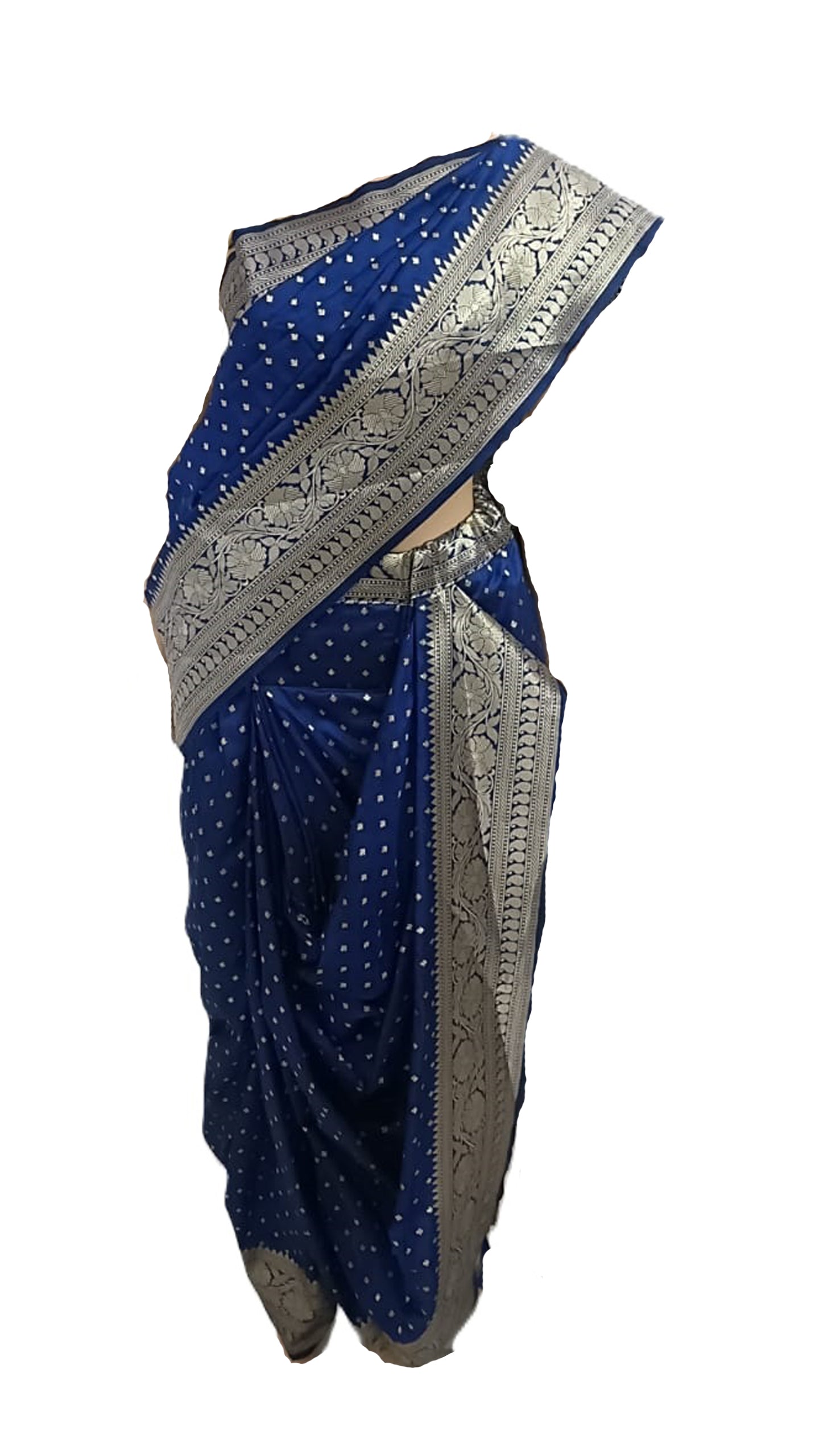 nauvaari sarees for women Wedding special Banarasi (Blue)
