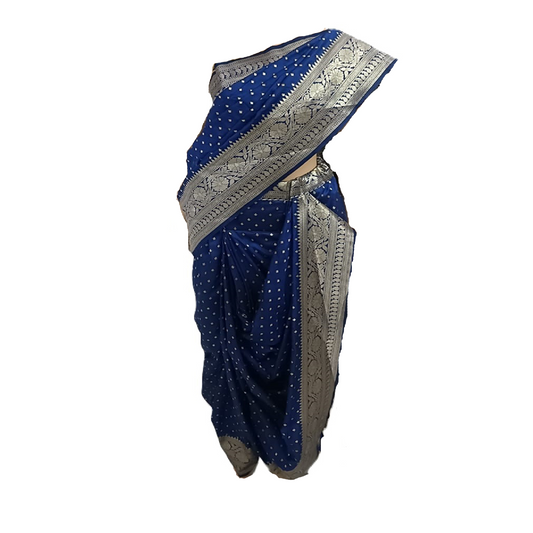 nauvaari sarees for women Wedding special Banarasi (Blue)