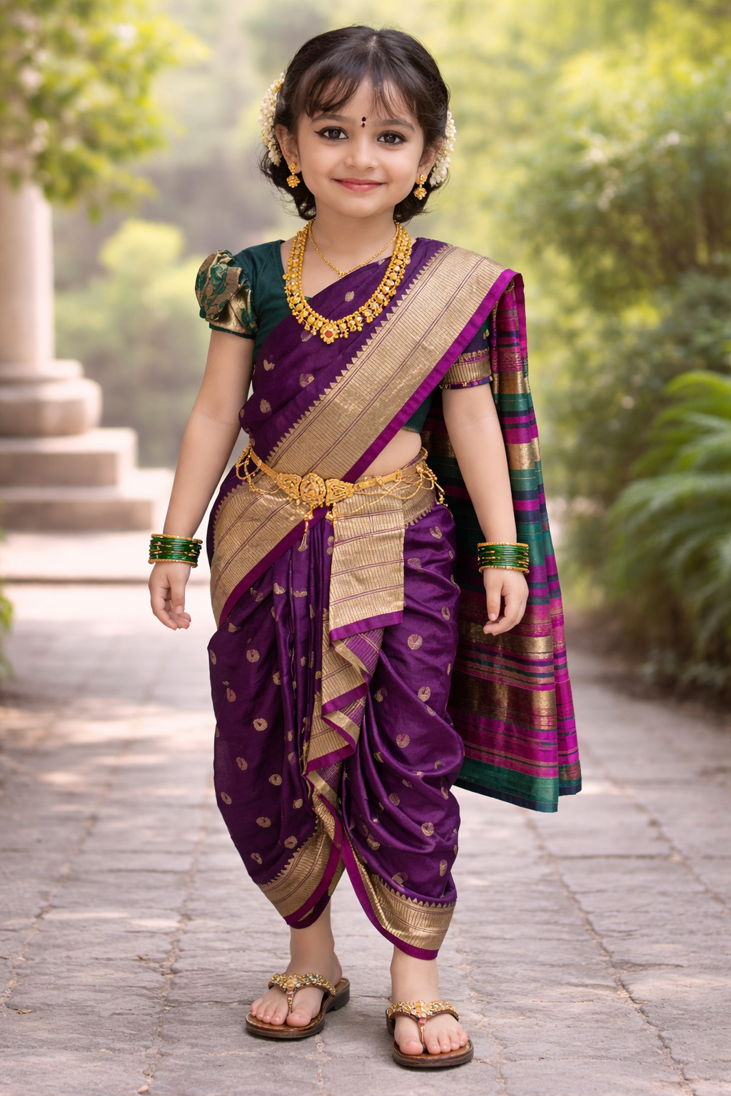 girls nauvari sari for festivals, wedding collection