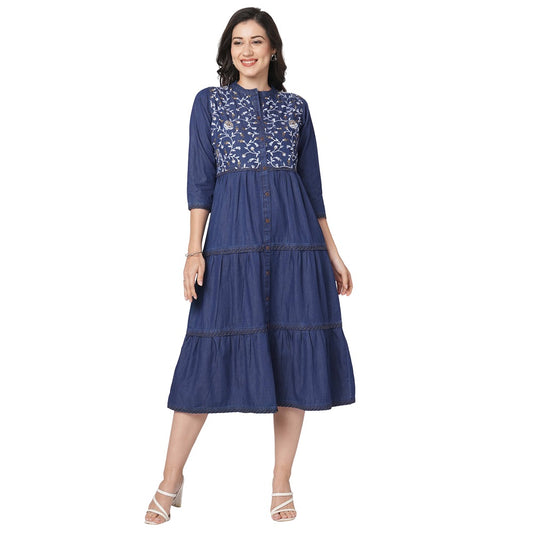 GIA Denim Classic Dress for Women, All time All Seasons Fashion