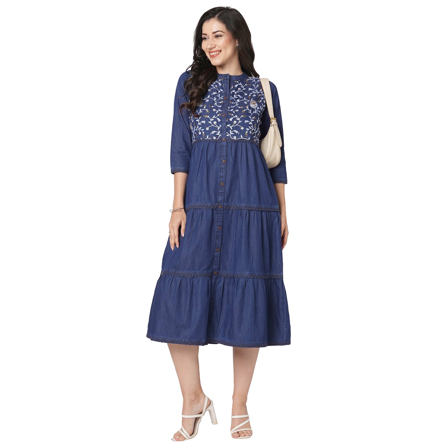 GIA Denim Classic Dress for Women, All time All Seasons Fashion