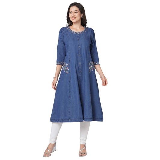 GIA Denim Little Embroidery Kurti