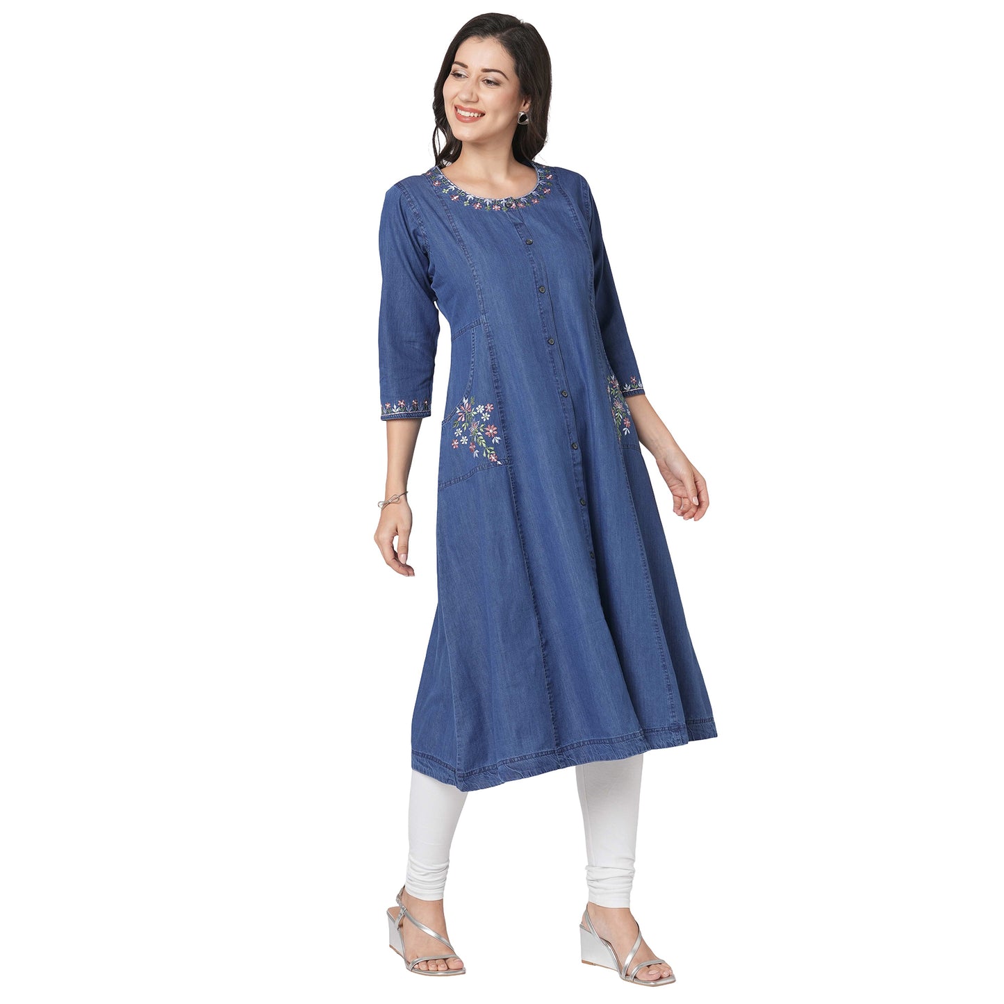 GIA Denim Little Embroidery Kurti
