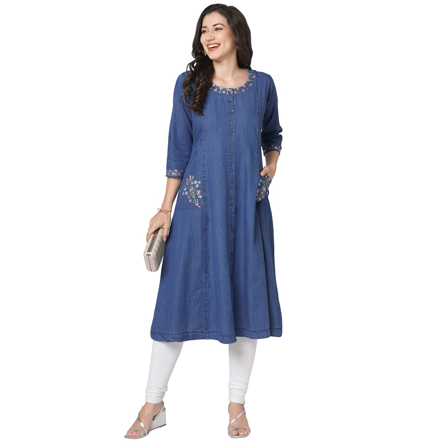 GIA Denim Little Embroidery Kurti