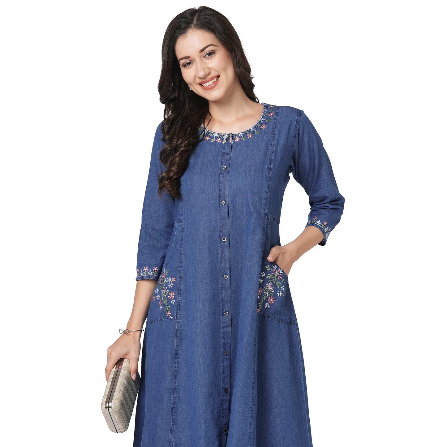 GIA Denim Little Embroidery Kurti