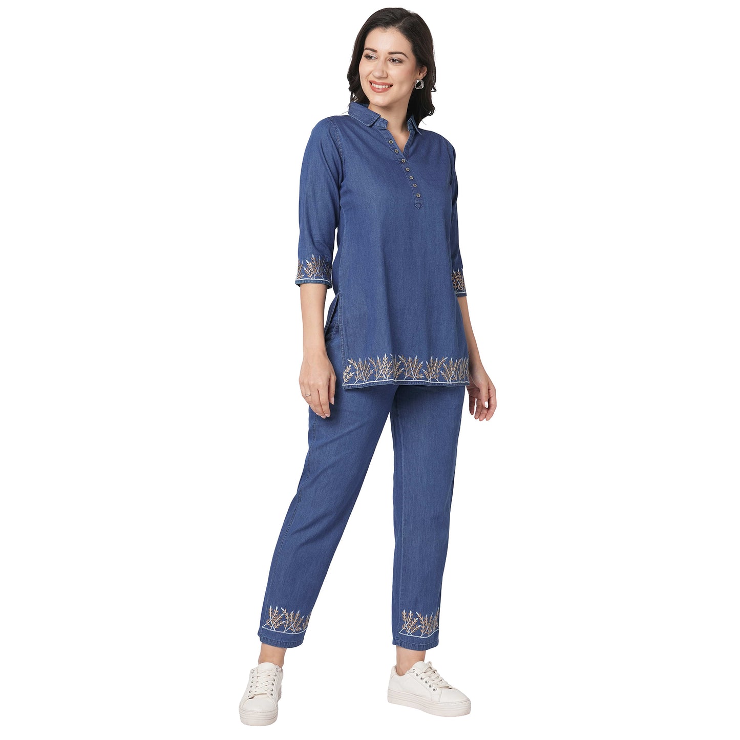 GIA Cotton Denim Dress, co-ord Set for Women Comfortable Trouser