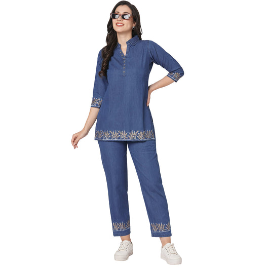 GIA Cotton Denim Dress, co-ord Set for Women Comfortable Trouser