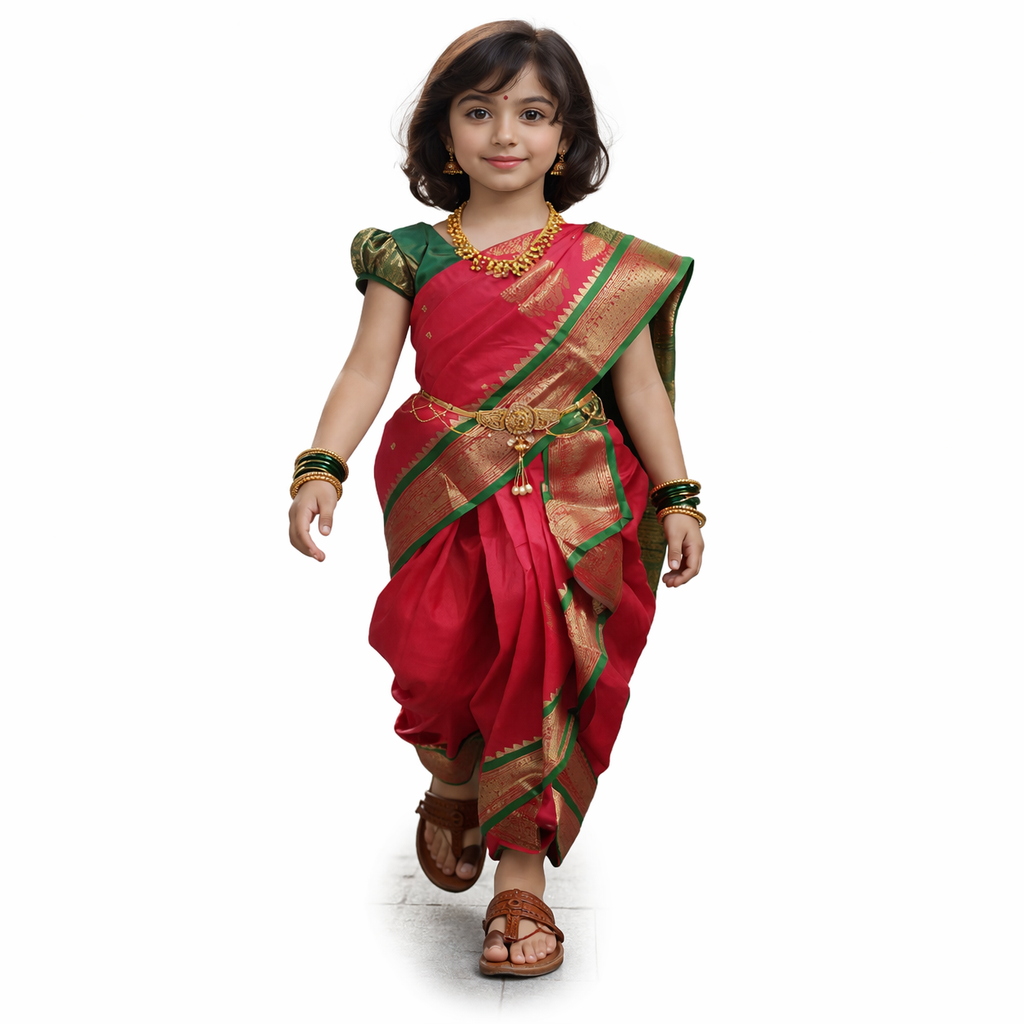 Girls nauvaari saree Art Silk wedding and festival collection
