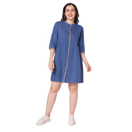 Denim kurti cum One piece  two in 1