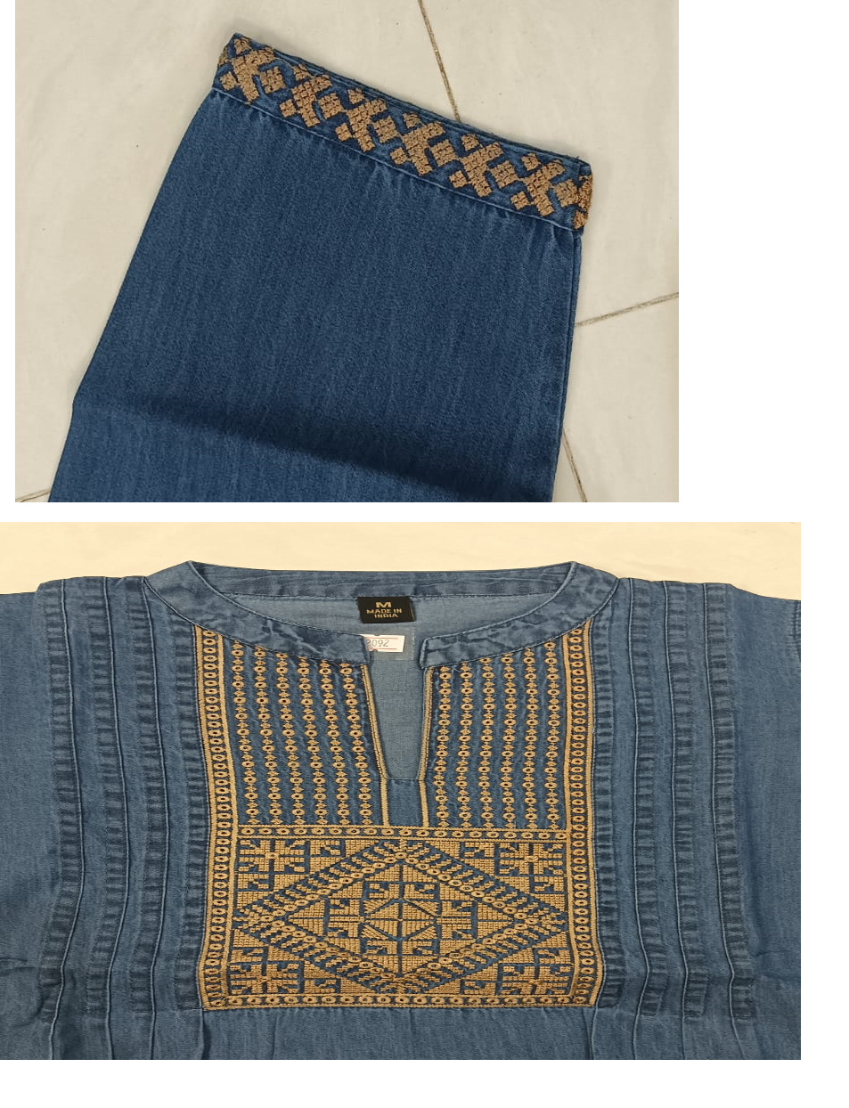 Denim Pin Tuck Short Kurti/Top for Women