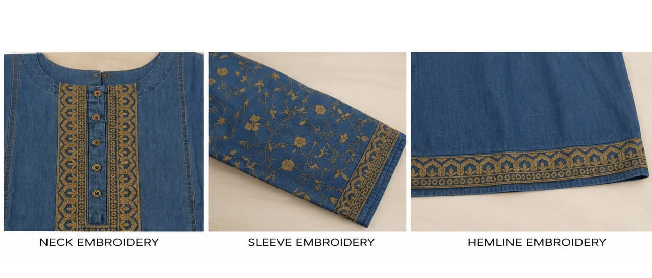 Denim Dress Spectacular Embroidery Kurti