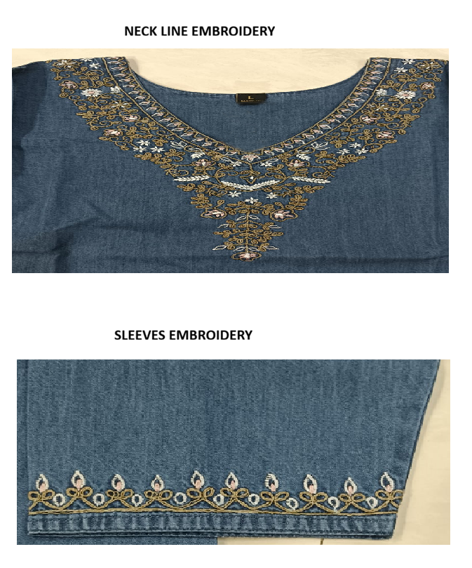 Denim Leaf Neck Short Kurti/Top for Women