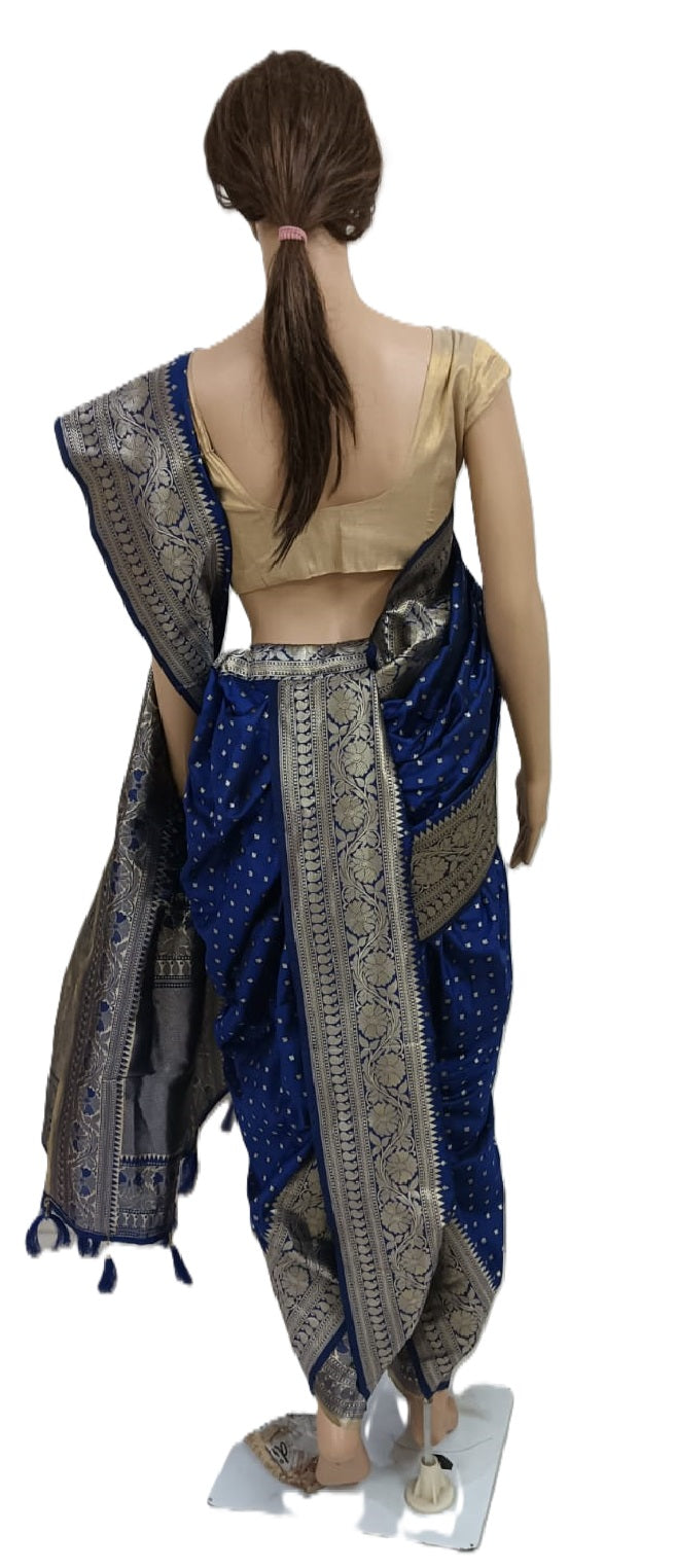 nauvaari sarees for women Wedding special Banarasi (Blue)