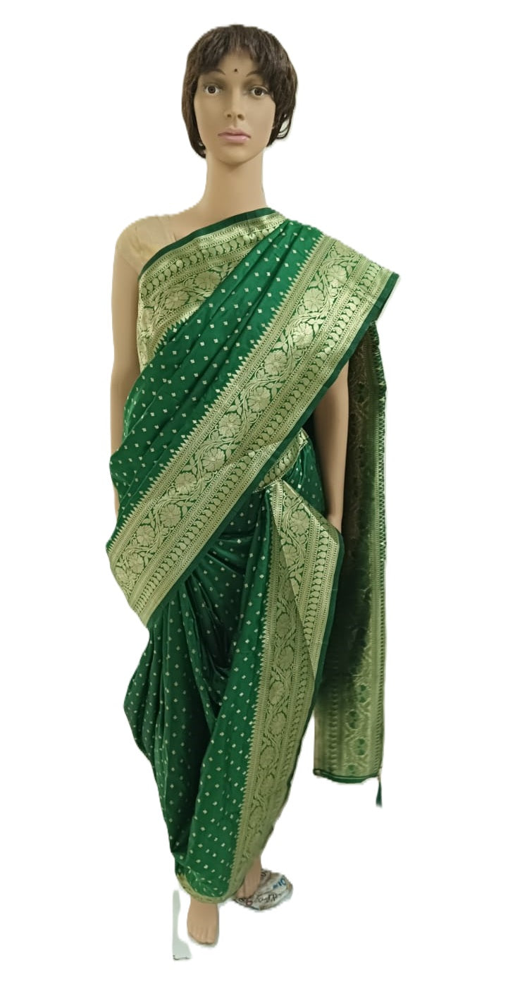 nauvaari sarees for women Wedding special Banarasi (Green)
