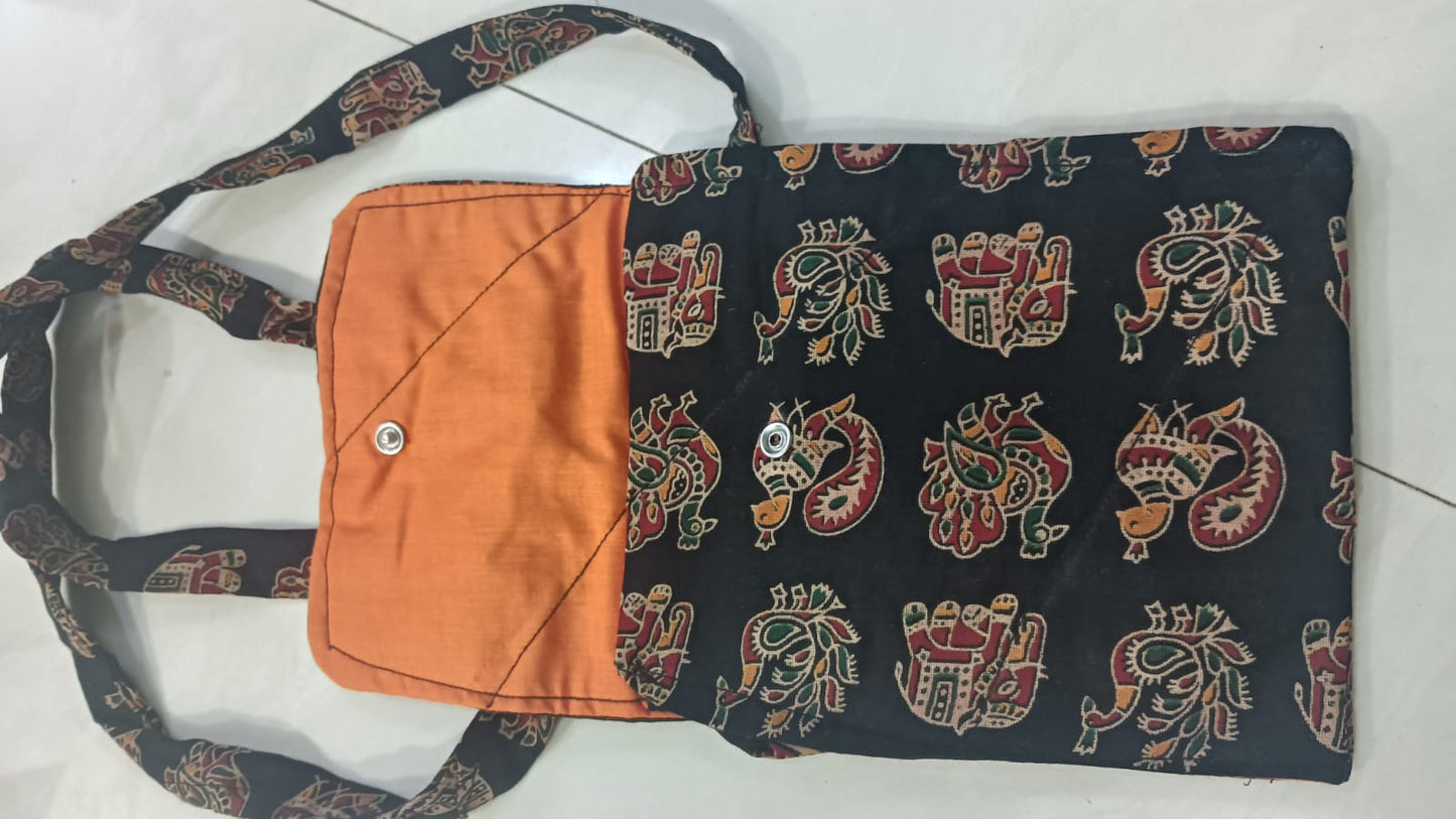 Mobile Pouch/Sling purse, Gurjari cotton traditional print