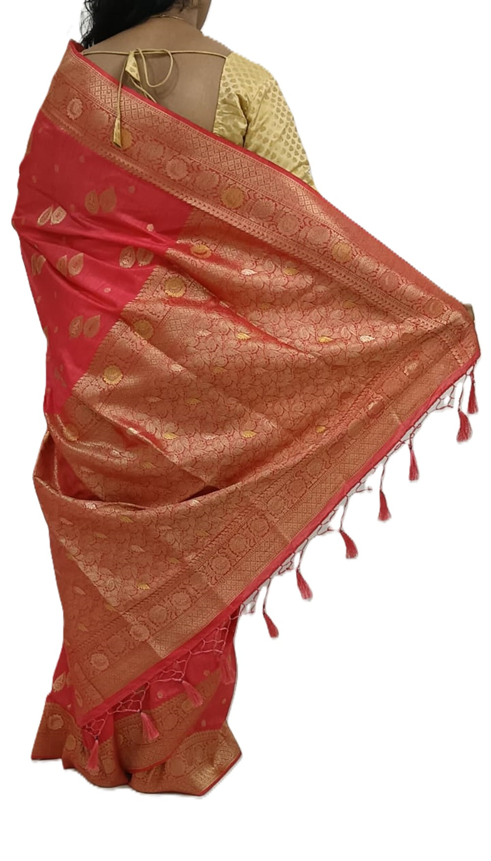 Saree for women wedding collection Dola silk (Peach colour)
