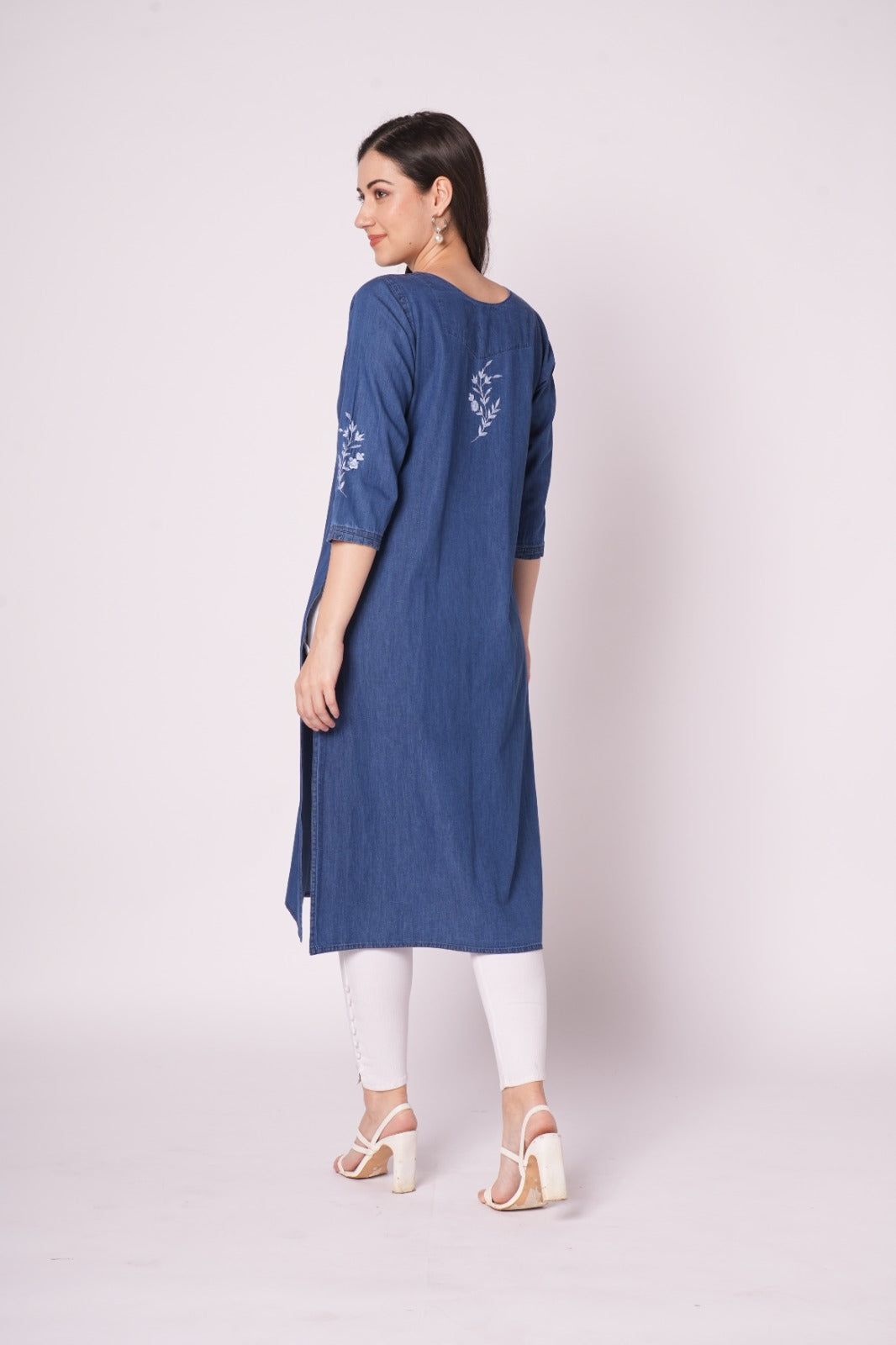 Denim Kurtis for Women delicate embroidery