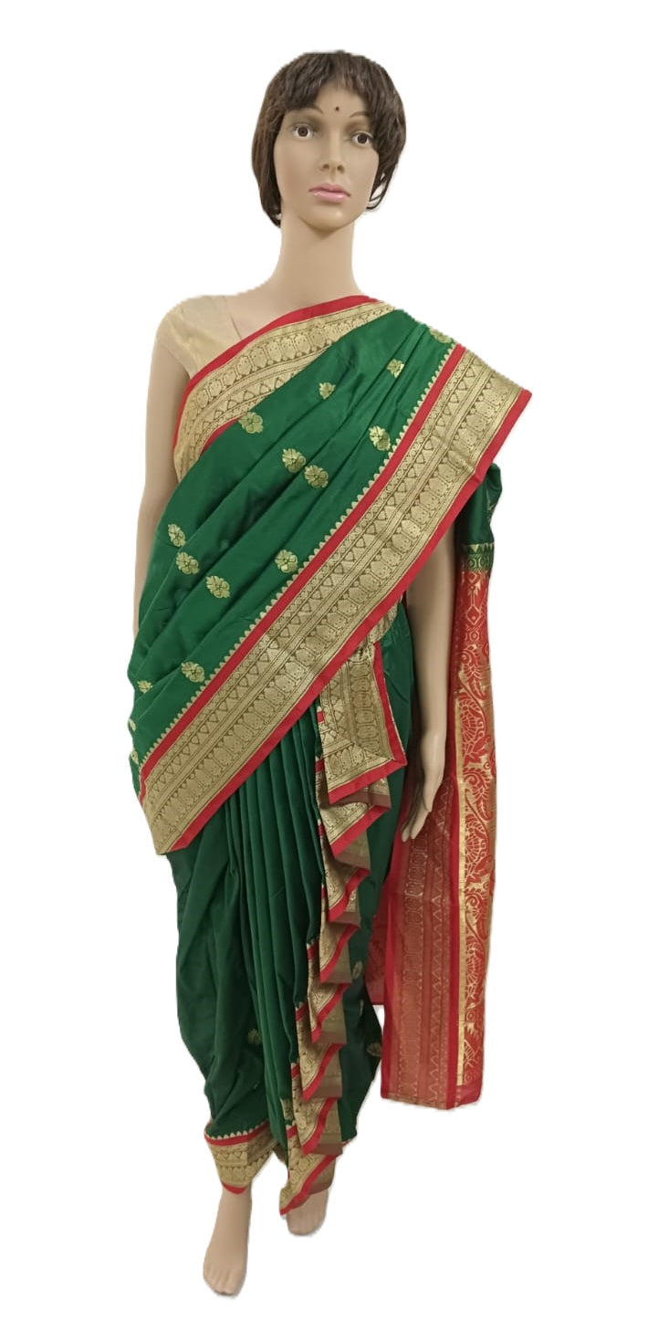 nauvaari sarees for women Wedding special Kanjivaram (Lush Green) Bridal saree