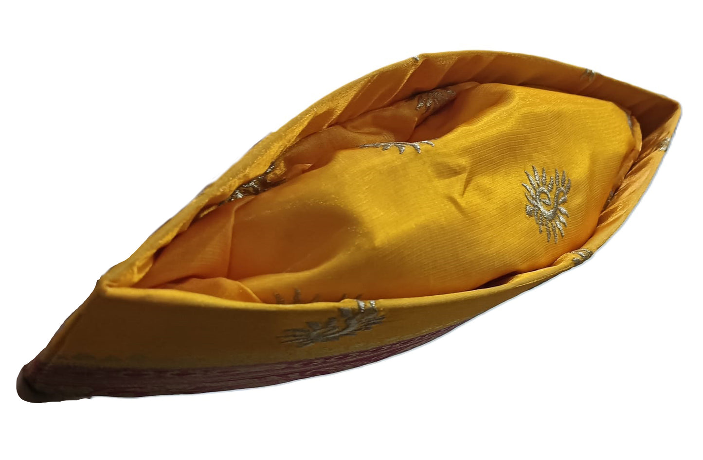 Groom Turban/topi/cap in Paithani - Yellow