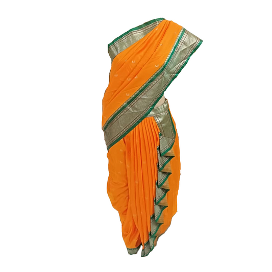 Nauvaari sarees for women Gauri Ganpati Special - Maau Silk - Mango yellow