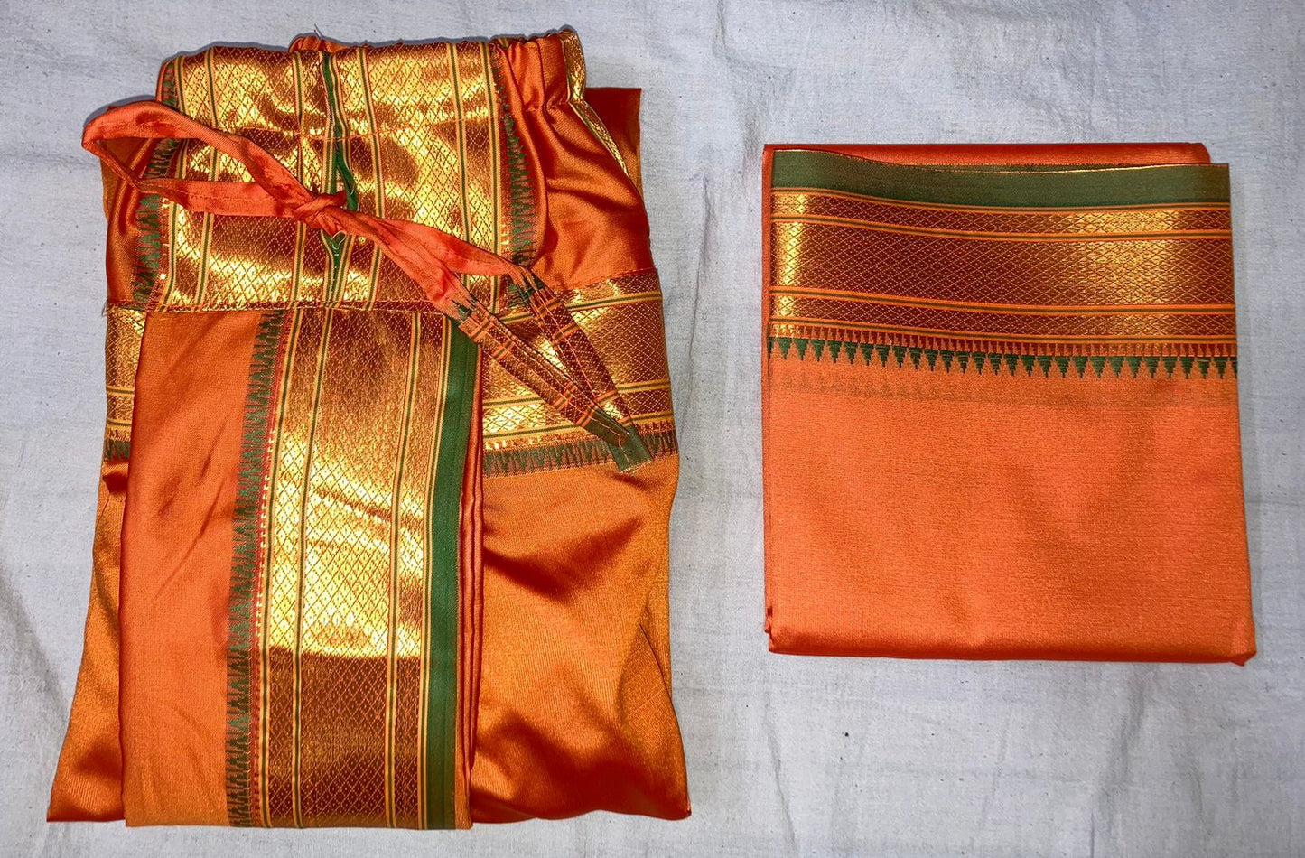 Dhoti for Men ready to wear Best for religious celebrations. Free size with Pancha Orange color