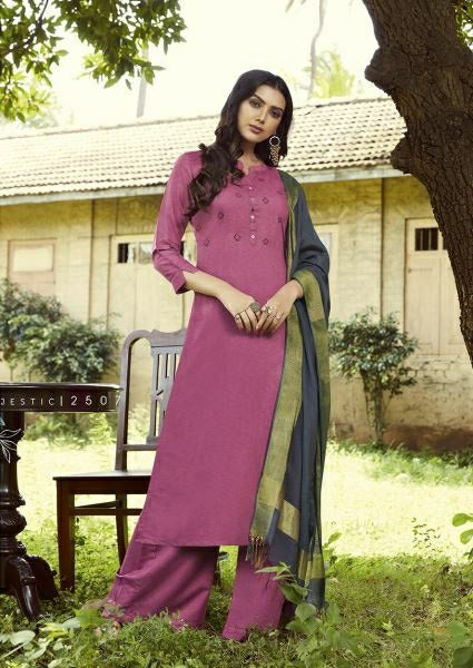 Slub Cotton kurti plazo dress with dupatta, best in summer