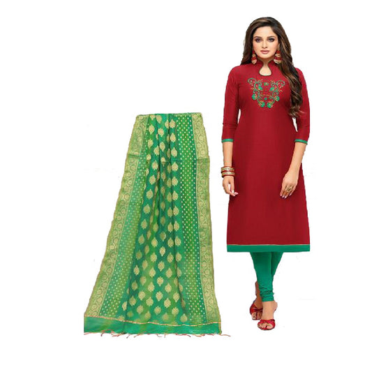 South silk mix dress material with Banarasi dupatta
