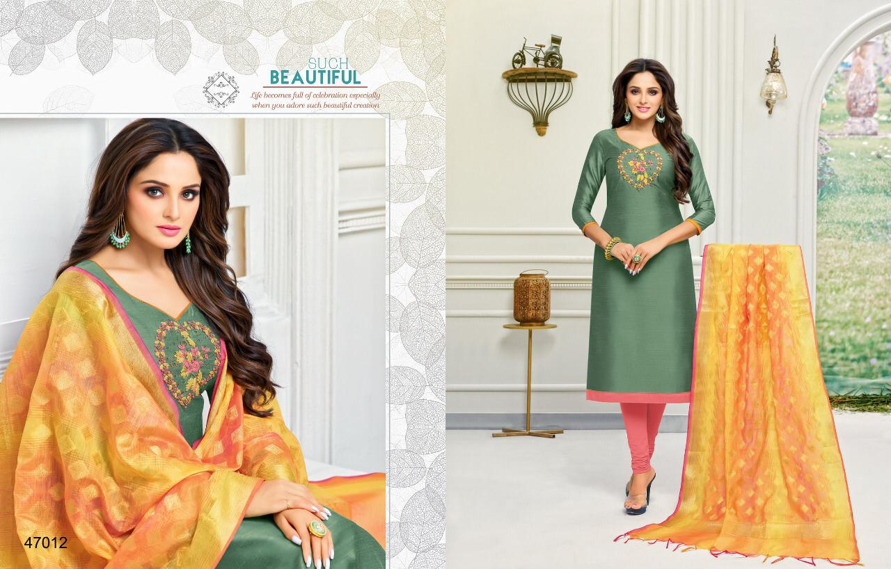 South silk mix dress material with Banarasi dupatta