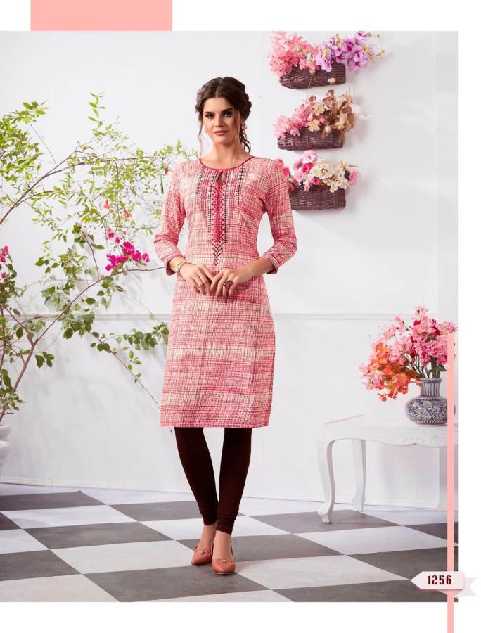 Summer special Kurti soft cotton with reshim embroidery. Pink color