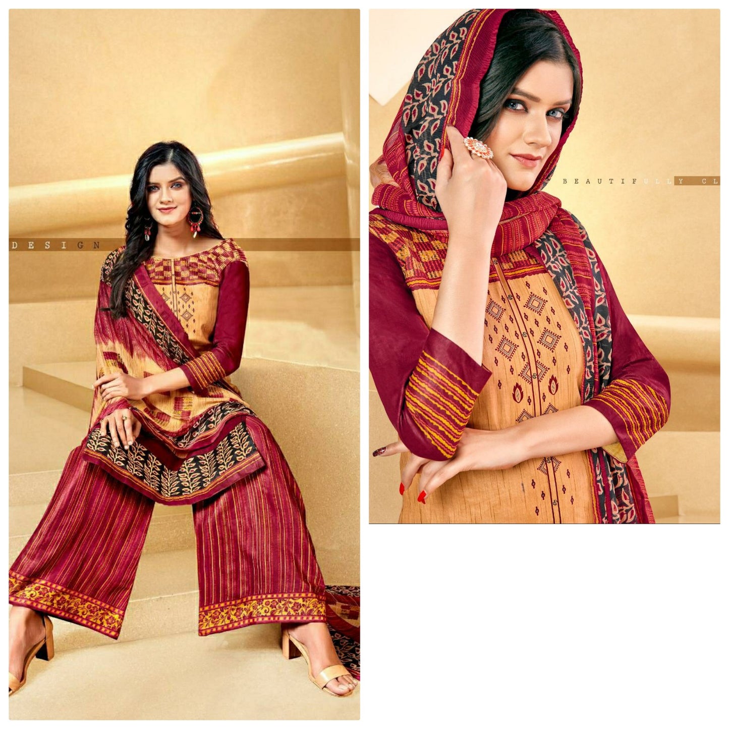 cotton Printed Multi colour Dress materials