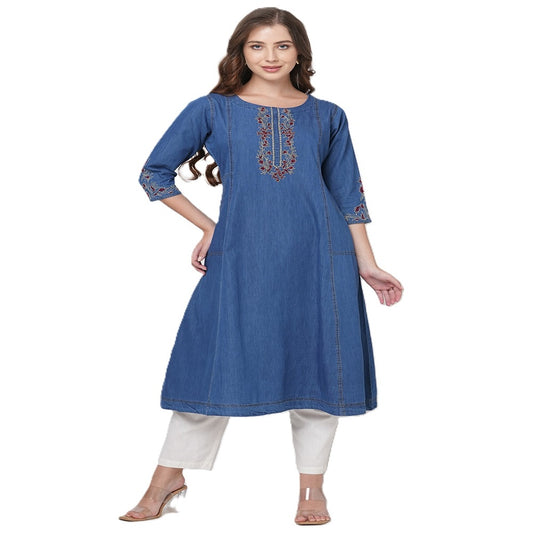 Sustainable fashion Denim Beautiful A-line Kurti