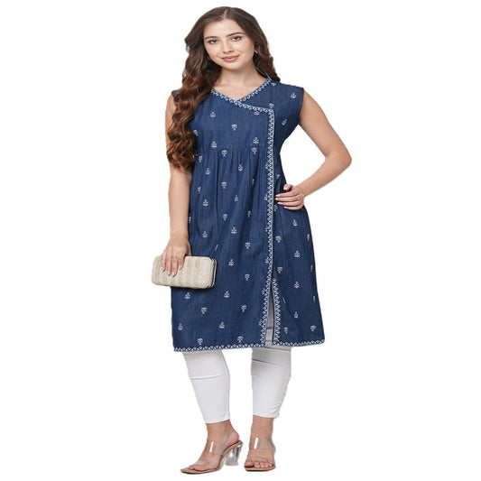 Denim Sleeveless Kurti, Separately Half Sleeves Available with Kurti, Rajasthani Kediya