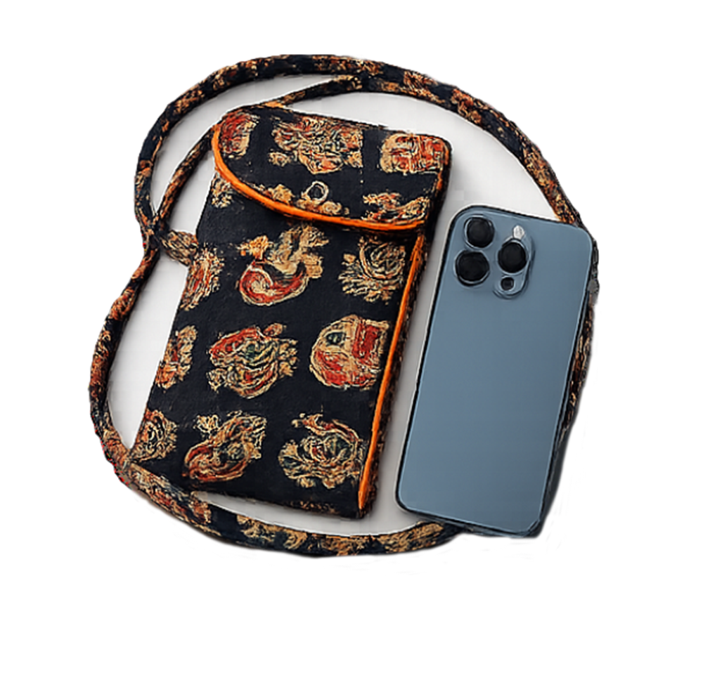 Mobile Pouch/Sling purse, Gurjari cotton traditional print