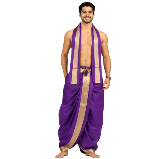 Dhoti for men ready to wear  Purple color, free size