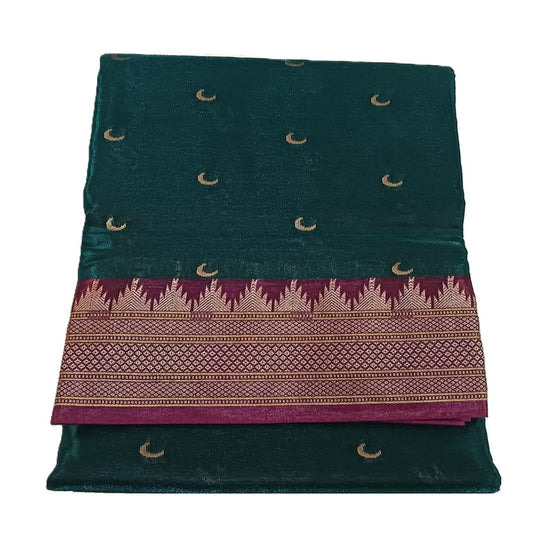 Saree paithani chandrakor woven Maau silk Bottle Green