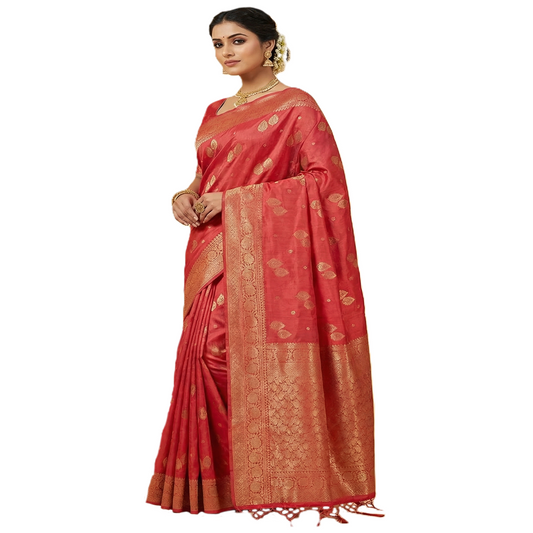 Saree for women wedding collection Dola silk (Peach colour)