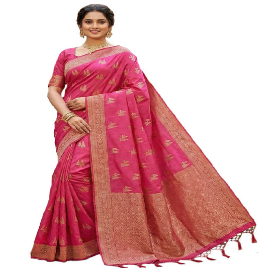 Saree for women wedding collection Dola silk (Pink) 6 mtr