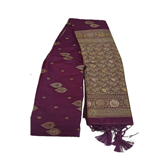 Saree for women wedding collection Dola silk (Plum Colour) 6 Mtr