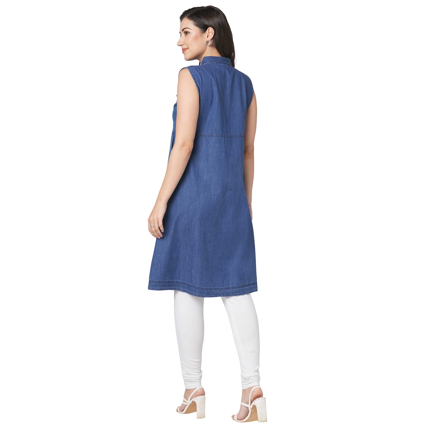 GIA Denim Aline Kurti, Separately 3/4th Sleeves Given with Kurti