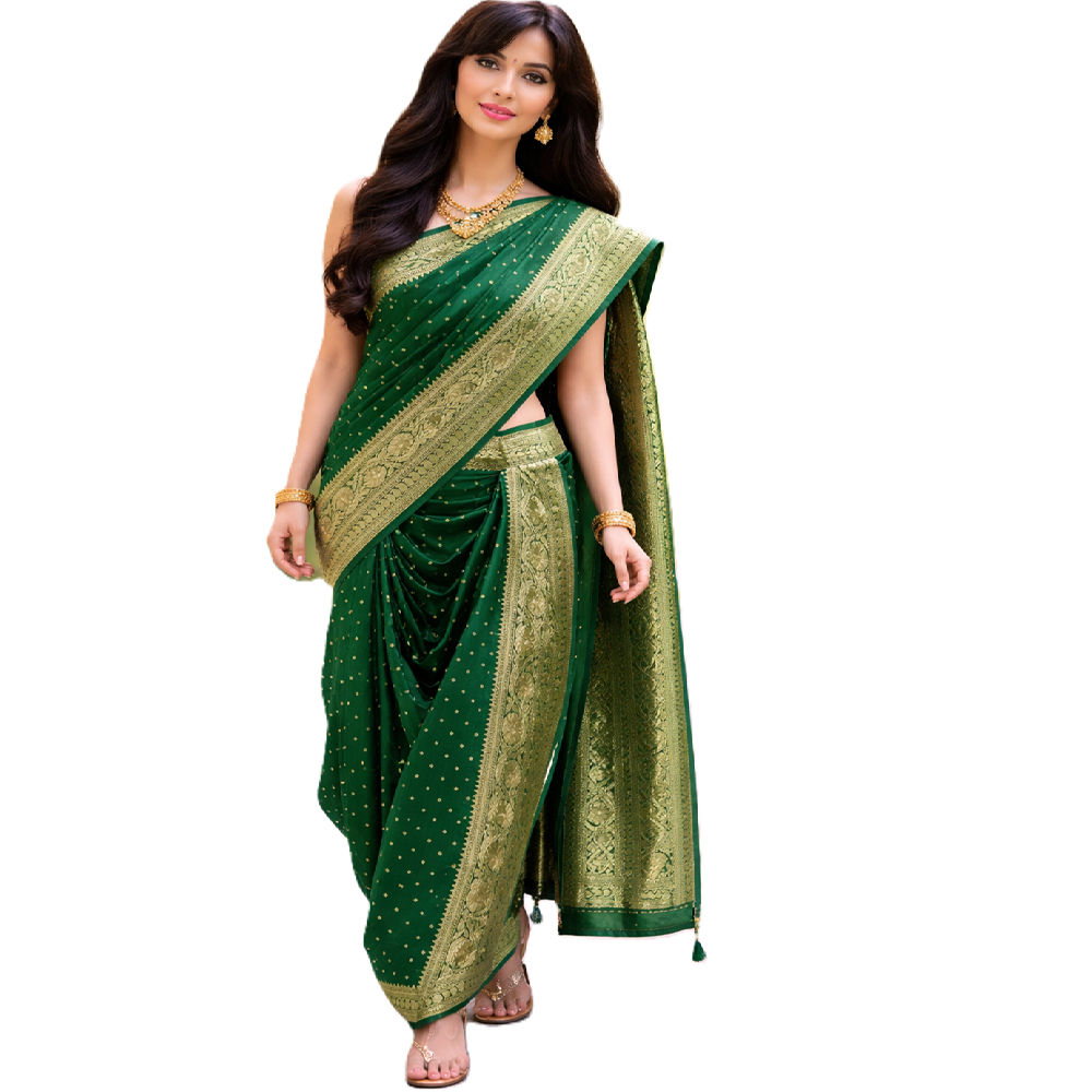 nauvaari sarees for women Wedding special Banarasi (Green)