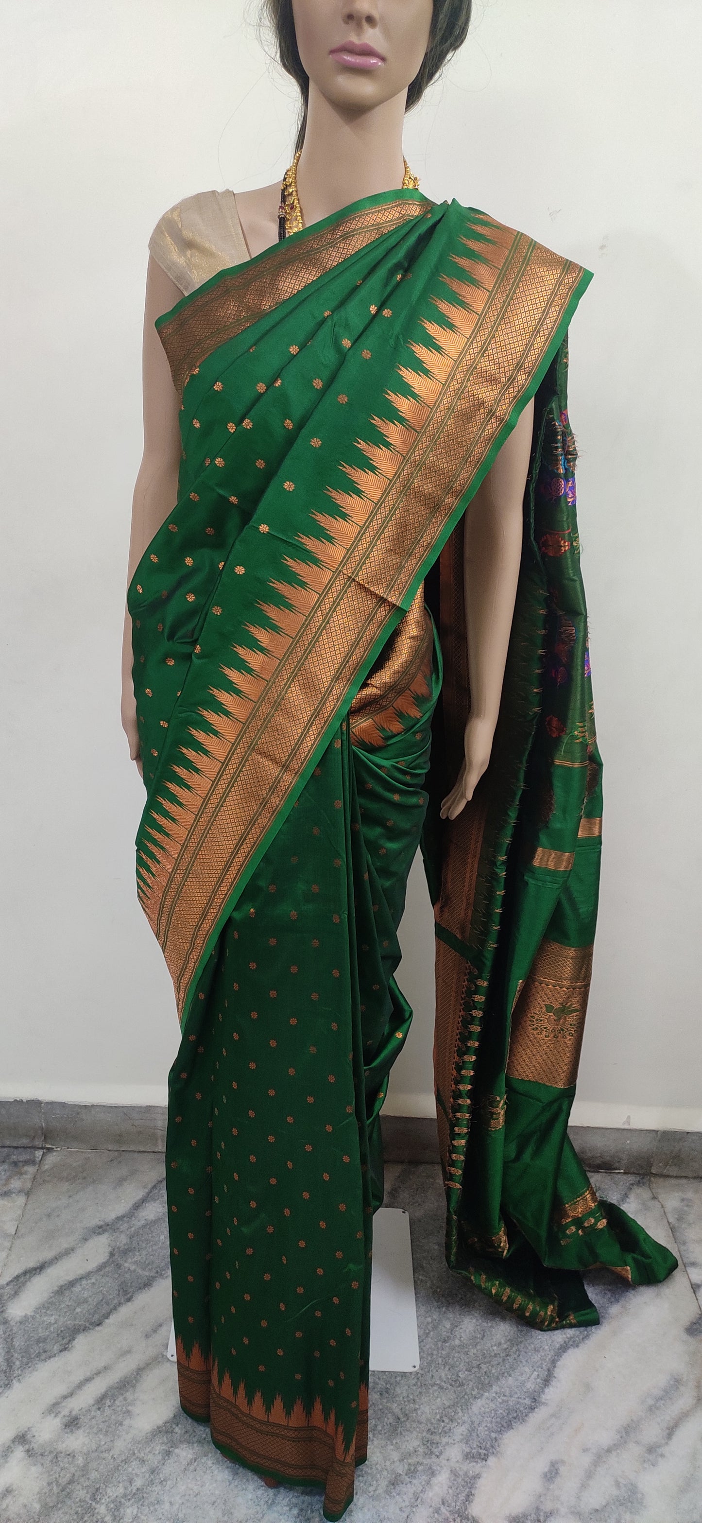 Paithani Sarees for Women kalanjali Silk With Blouse Piece, Copper Temple woven Border