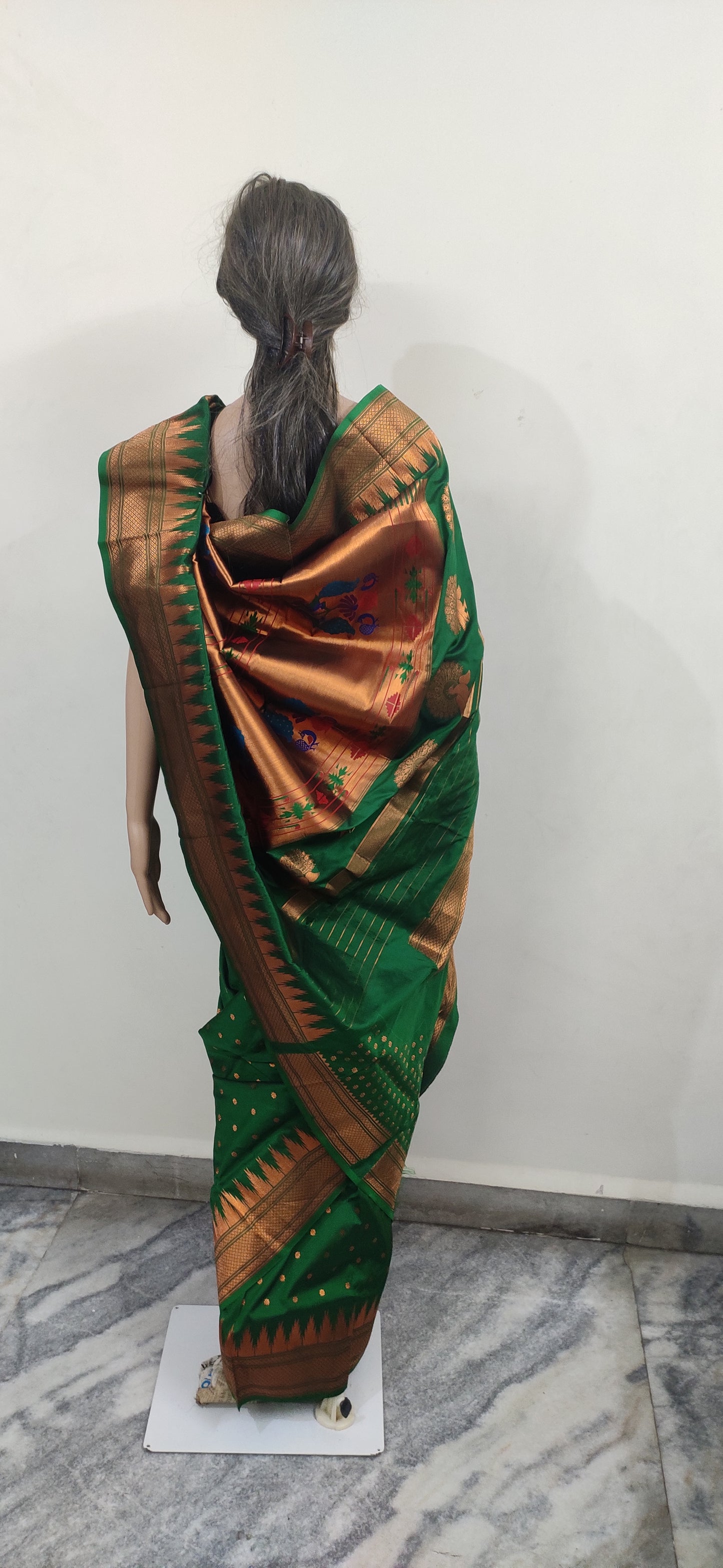 Paithani Sarees for Women kalanjali Silk With Blouse Piece, Copper Temple woven Border