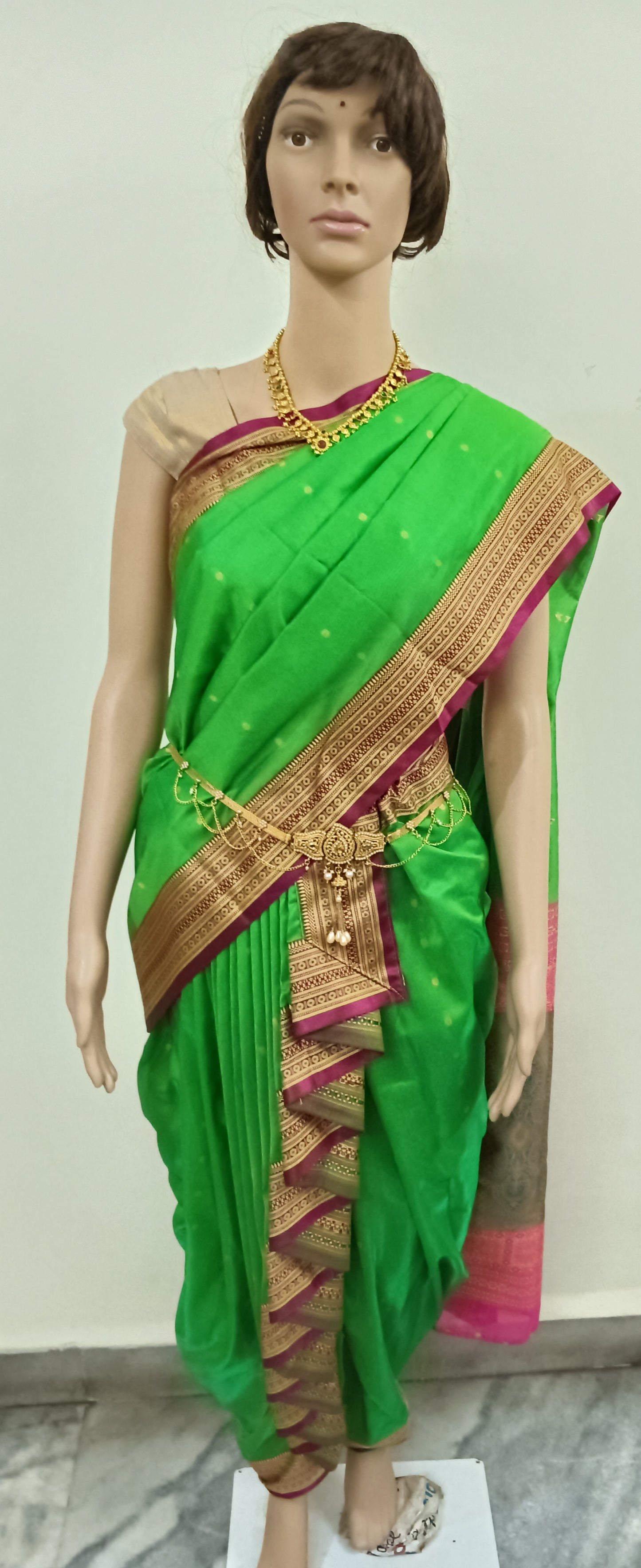 Nauvaari saree ready to wear festival collection Pista Green