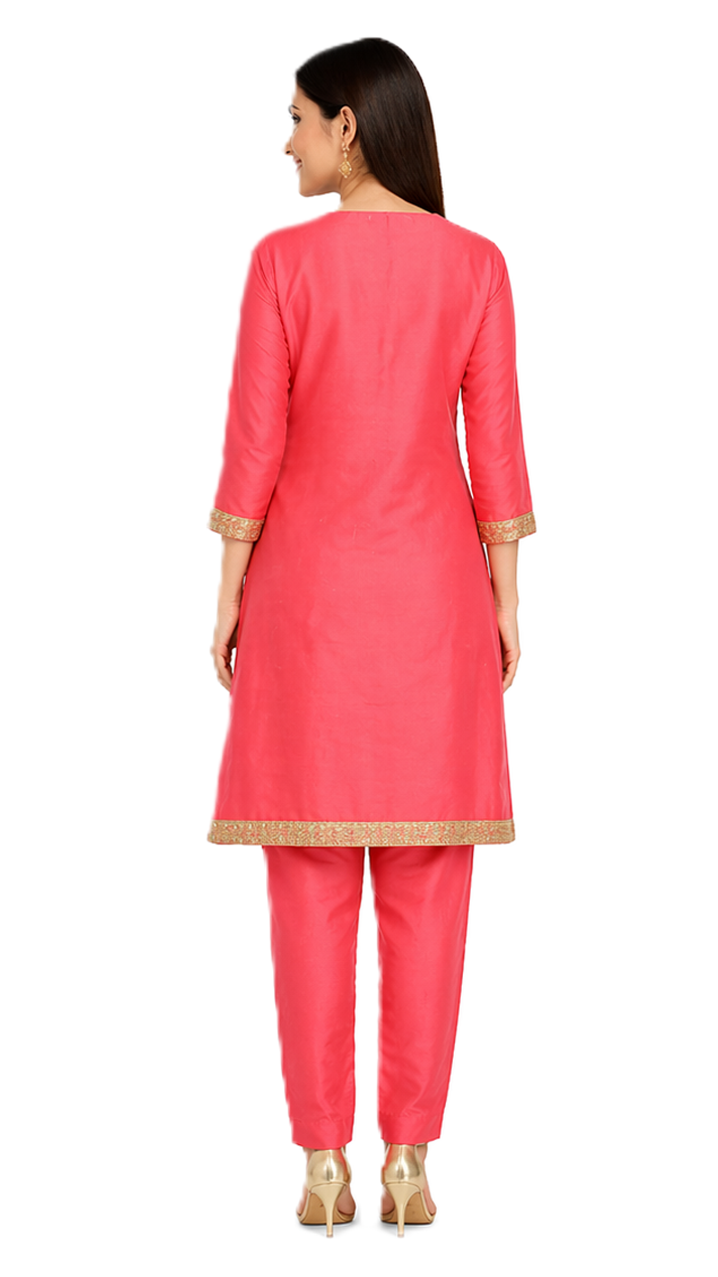 Chanderi Cotton peach dress material