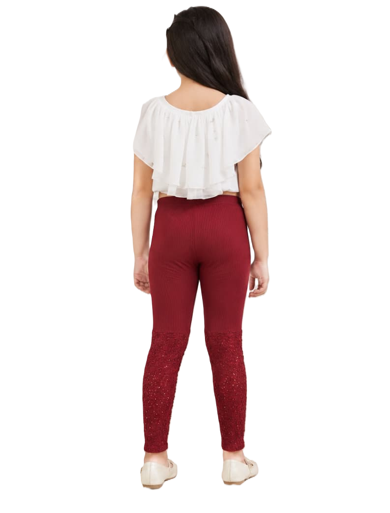 Fancy and Premium Girl's Legging Maroon