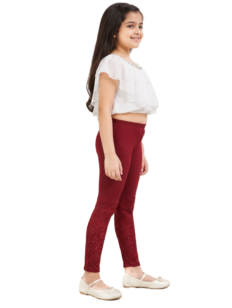 Fancy and Premium Girl's Legging Maroon