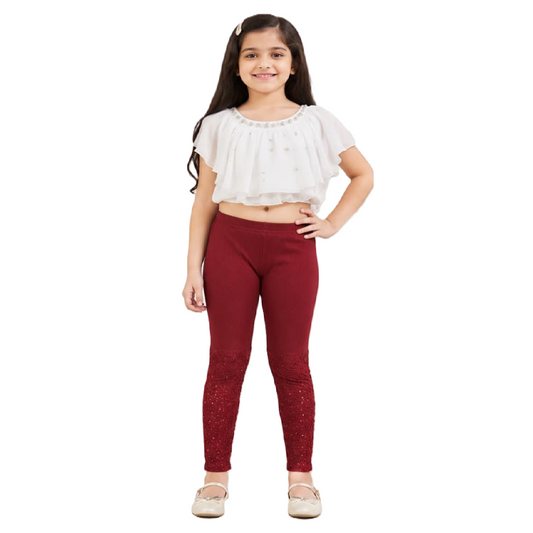 Fancy and Premium Girl's Legging Maroon