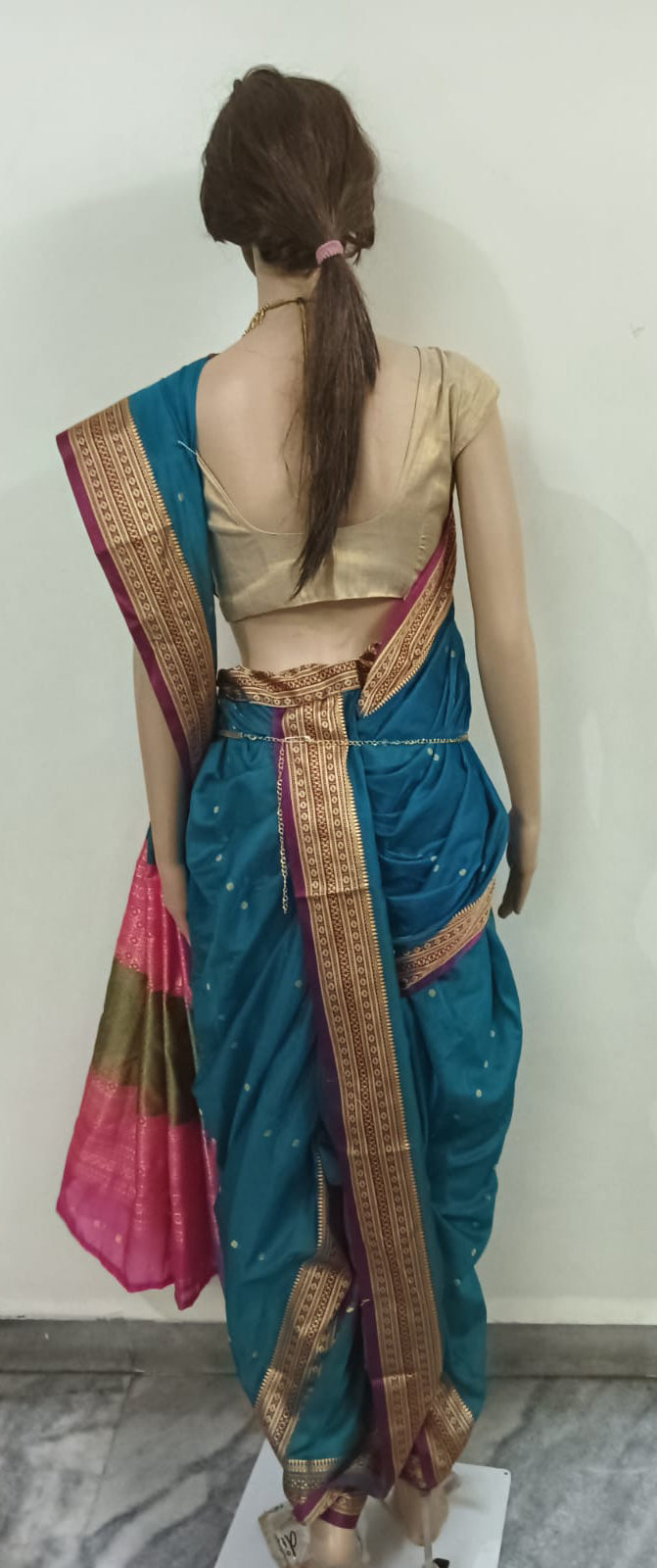 Nauvaari saree ready to wear festival collection Morpankhi color